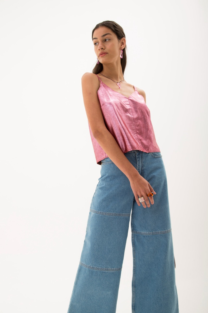 TOP DE CUERO AIMEE METALIZADO