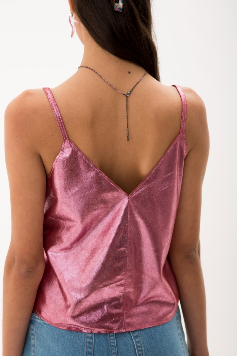 TOP DE CUERO AIMEE METALIZADO
