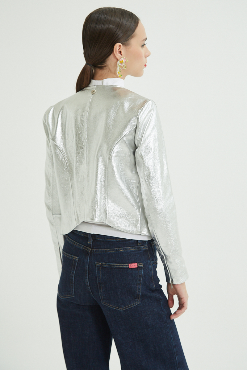 CAMPERA DE CUERO MARION METALIZADA // OVINO ITALIANO