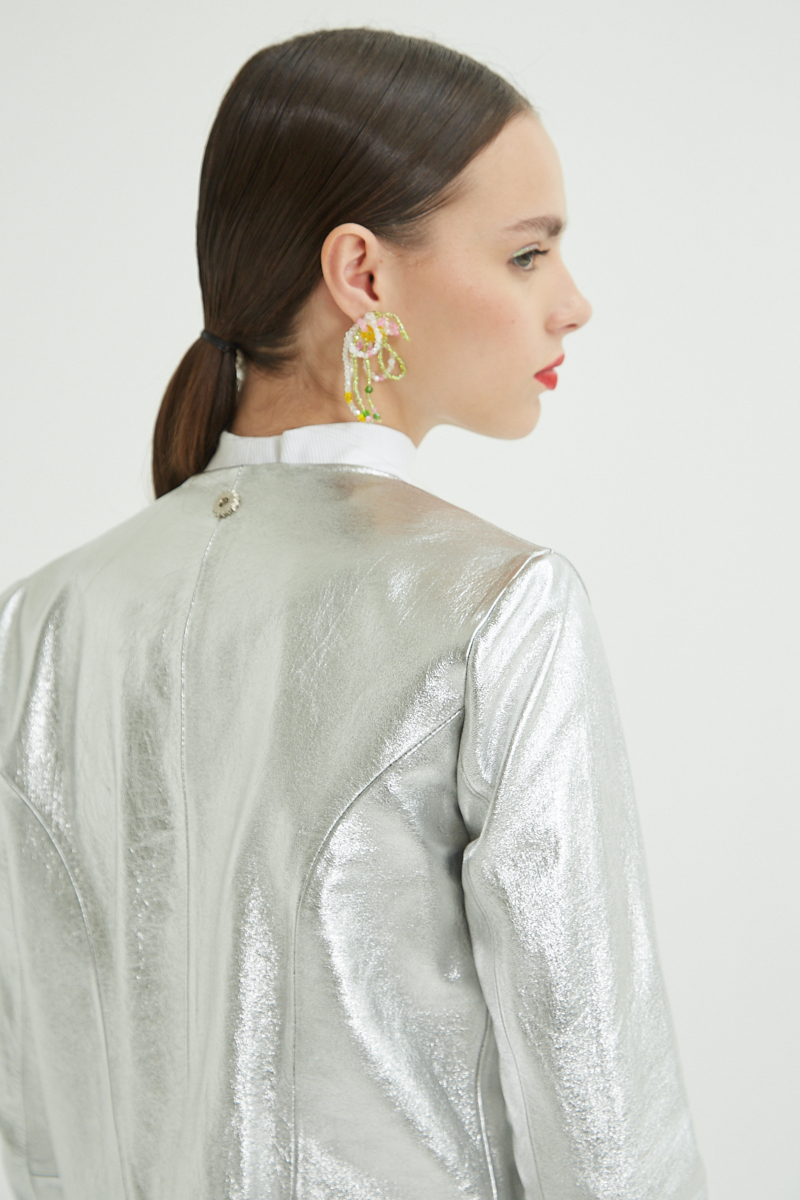 CAMPERA DE CUERO MARION METALIZADA // OVINO ITALIANO