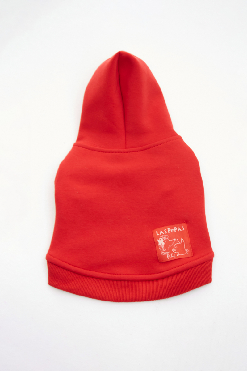 Buzo para perros de algodón con capucha color rojo