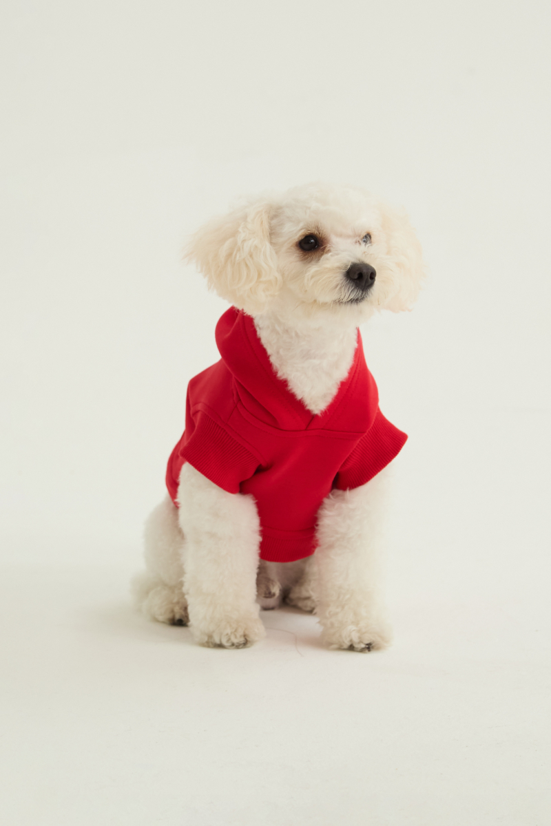 Buzo para perros de algodón con capucha color rojo