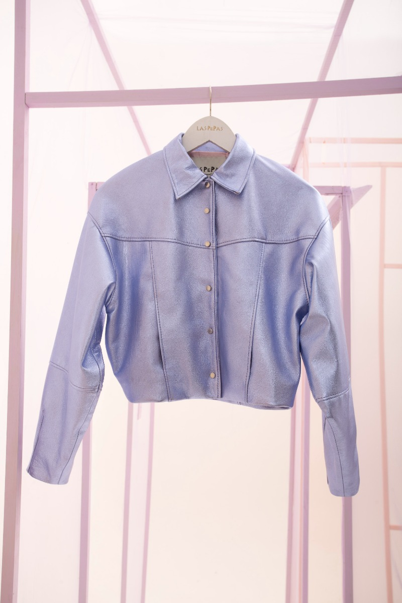 CAMPERA DE CUERO MAYA METALIZADA