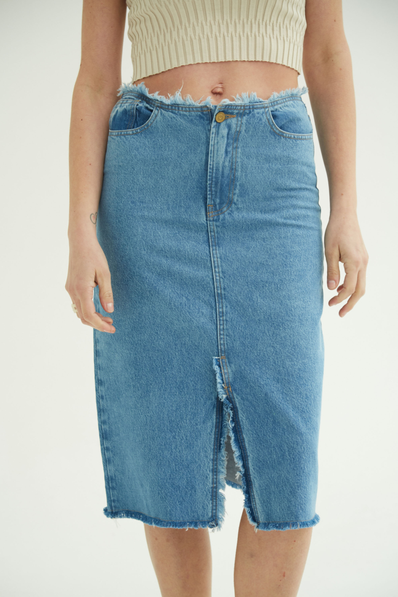 FALDA DE JEAN SAMPAIO MIDI