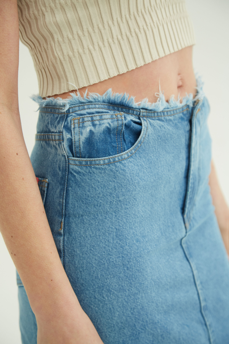 FALDA DE JEAN SAMPAIO MIDI