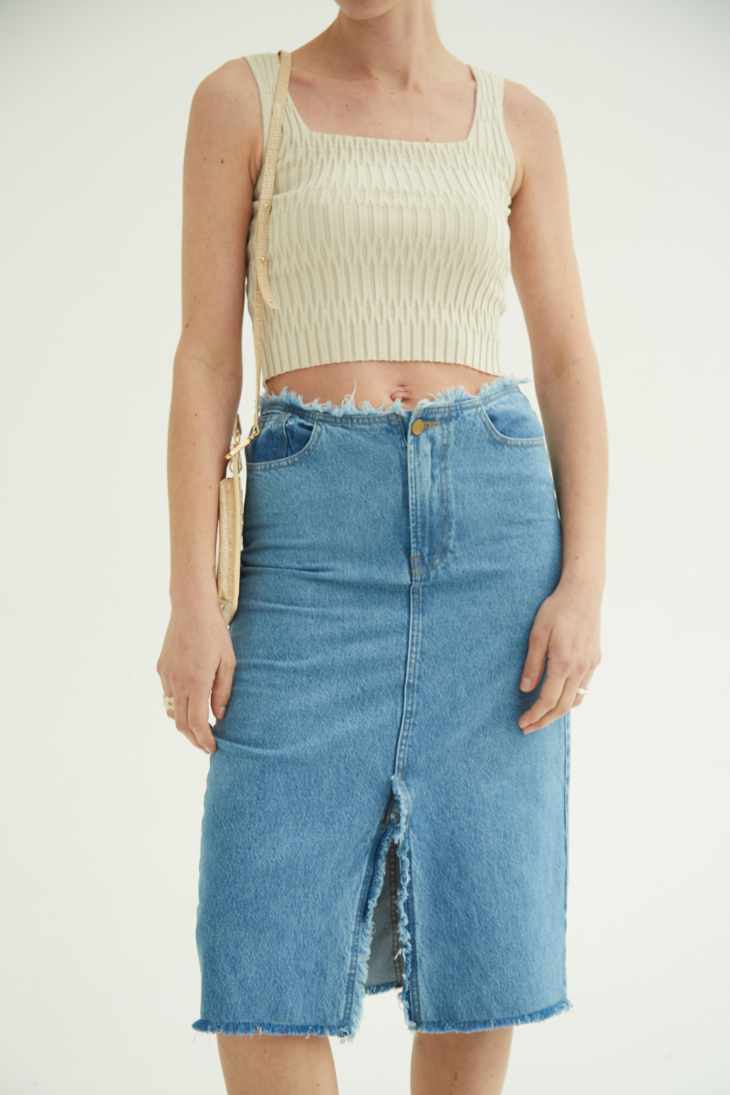 FALDA DE JEAN SAMPAIO MIDI