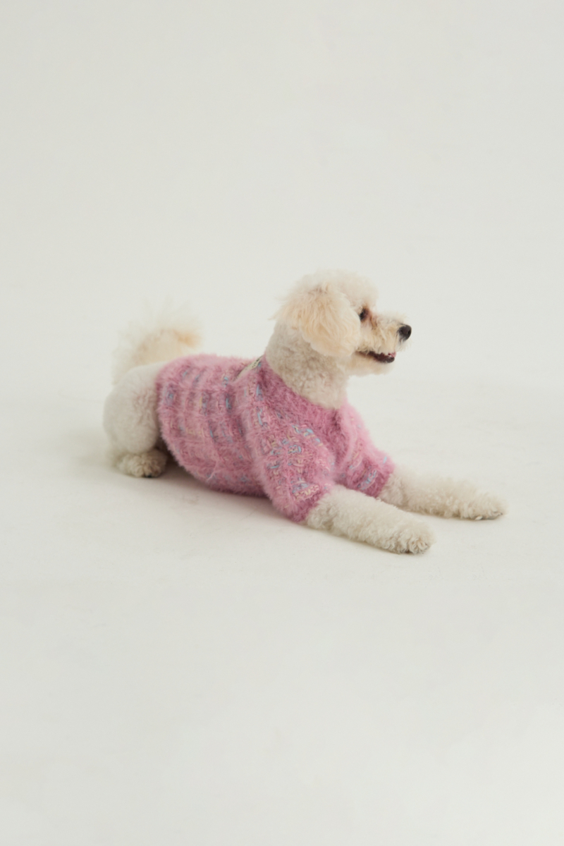 Sweater para perros tejido con textura peluda color 
