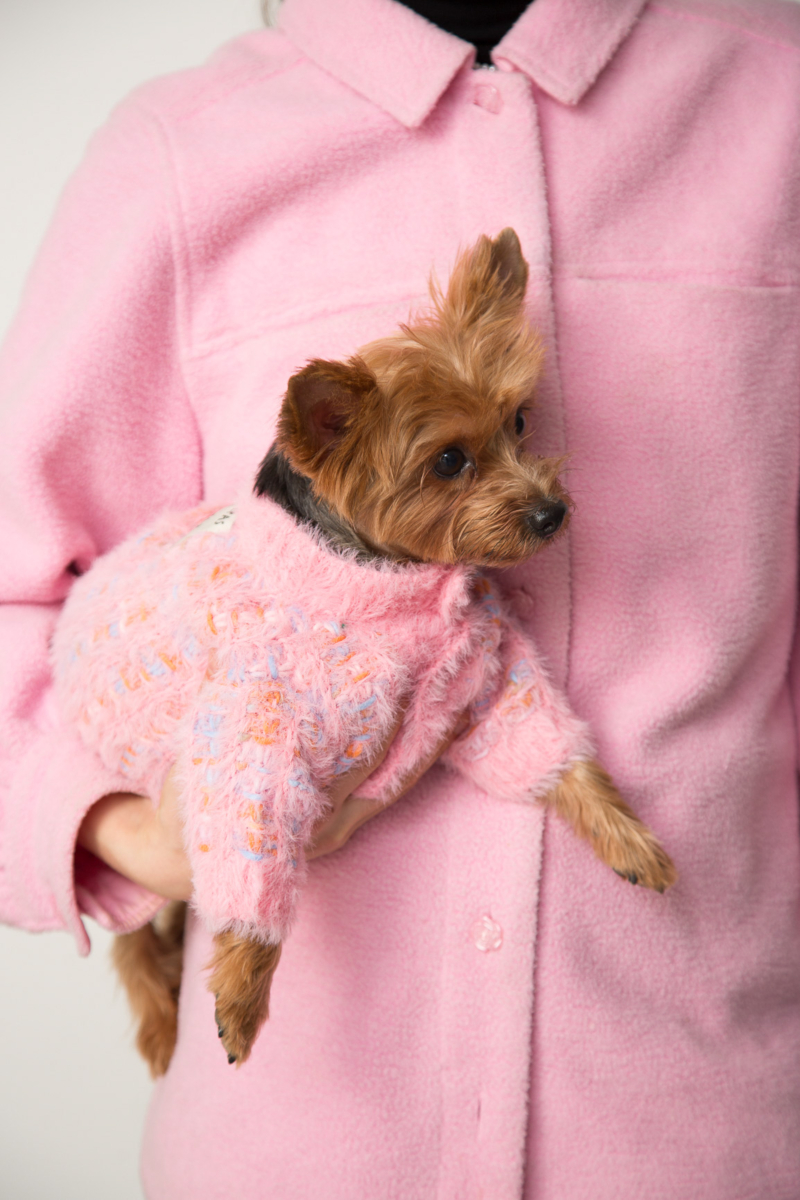 Sweater para perros tejido con textura peluda color 
