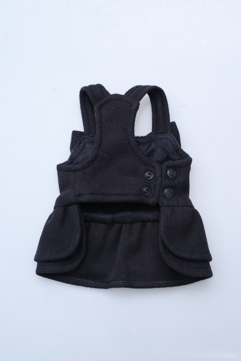 Vestido de paño para perros negro con volados y moño
