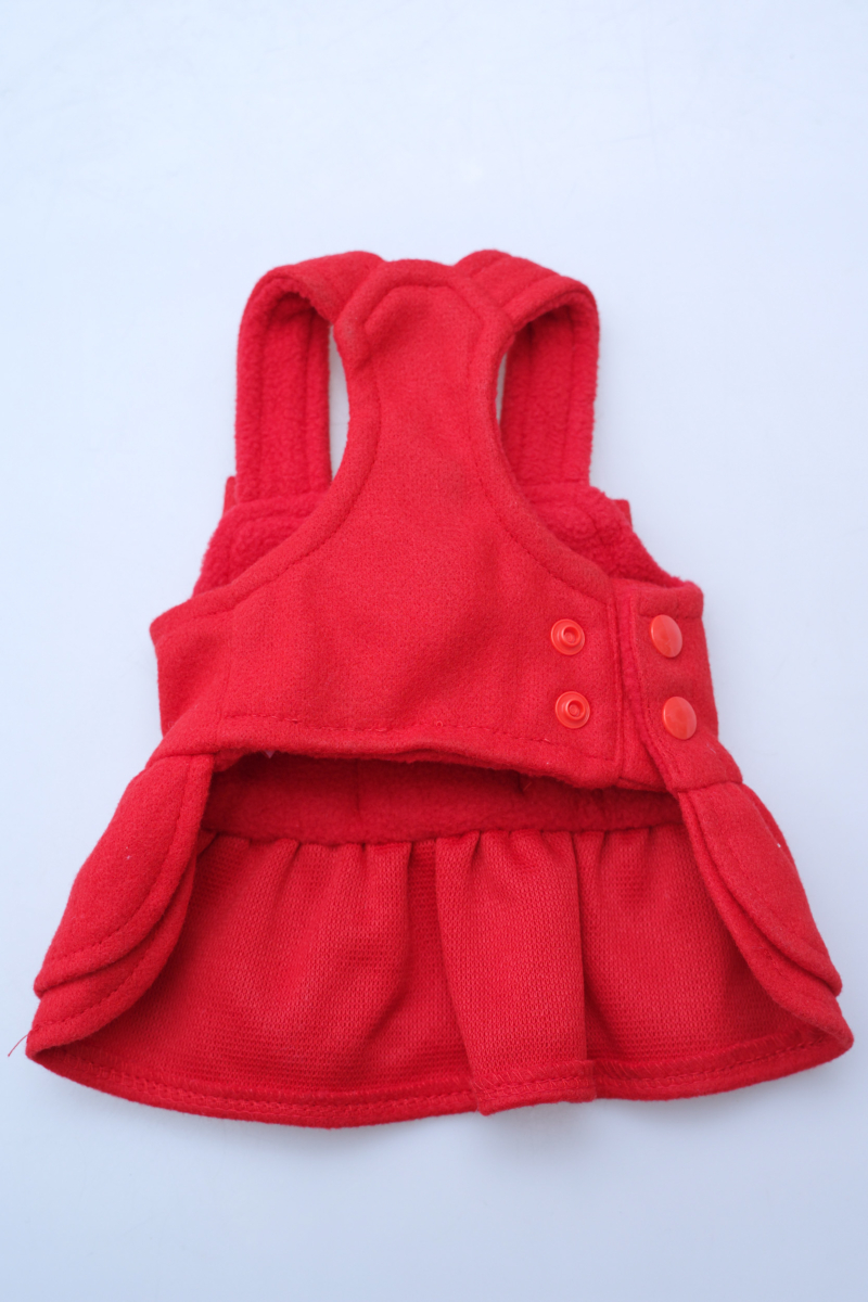 Vestido de paño para perros rojo con volados y moño