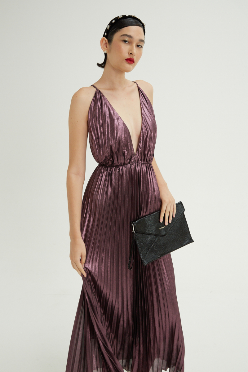 VESTIDO PLISADO ELLA METALIZADO