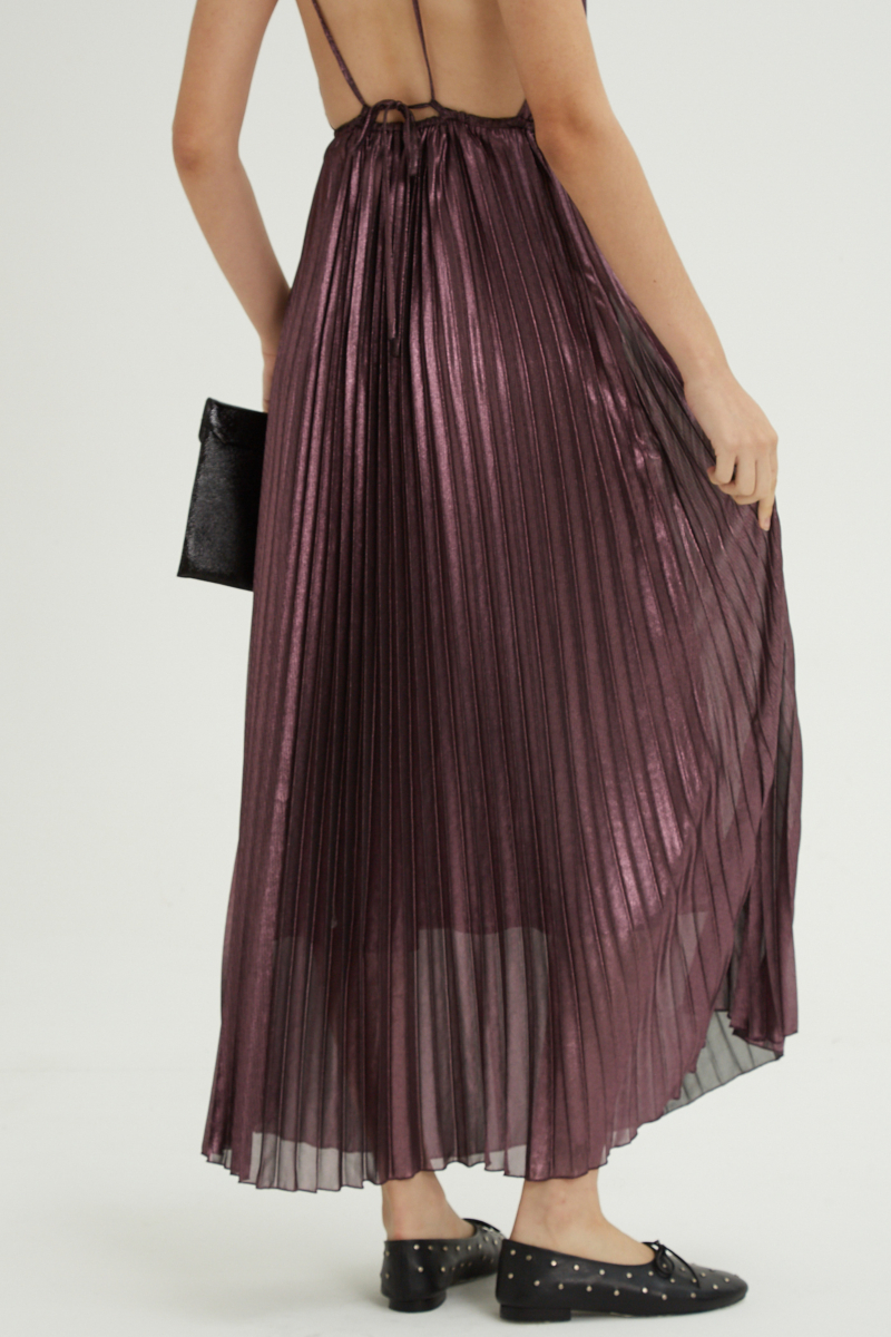 VESTIDO PLISADO ELLA METALIZADO