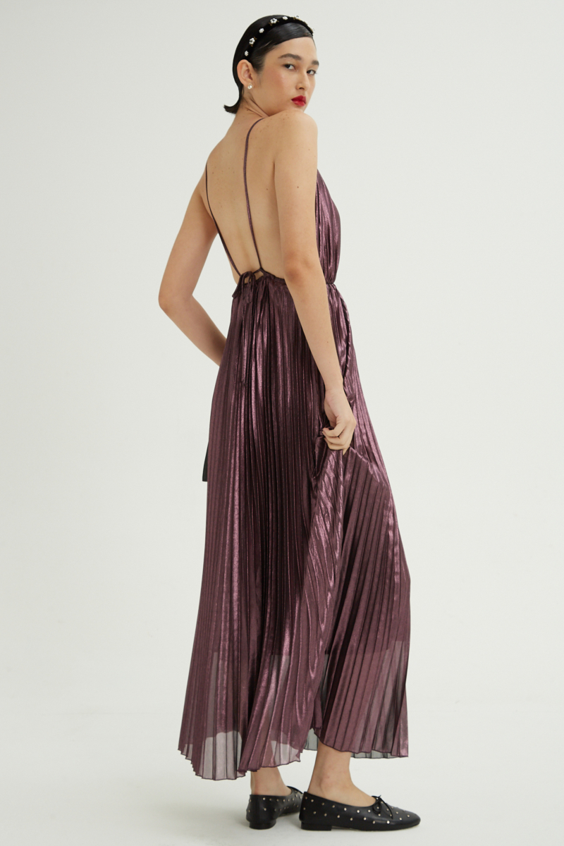 VESTIDO PLISADO ELLA METALIZADO