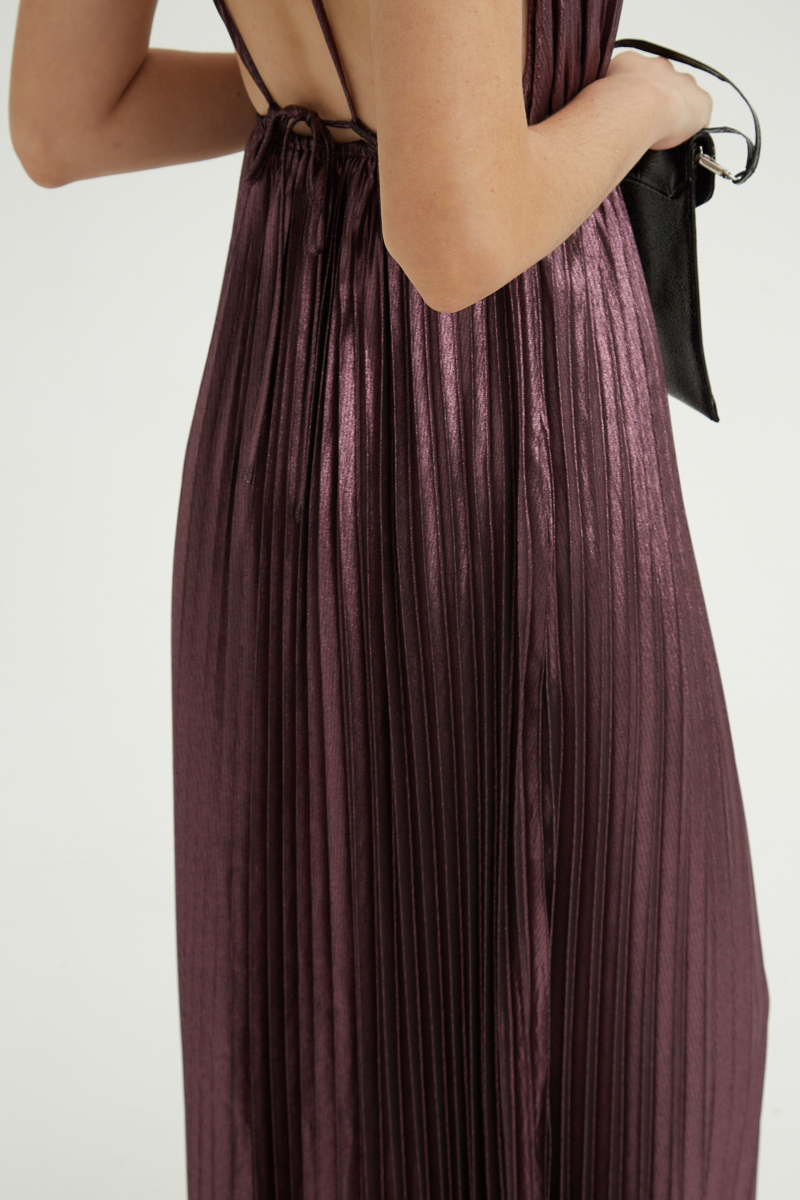 VESTIDO PLISADO ELLA METALIZADO