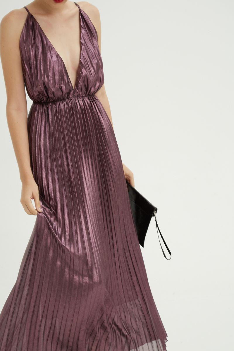 VESTIDO PLISADO ELLA METALIZADO