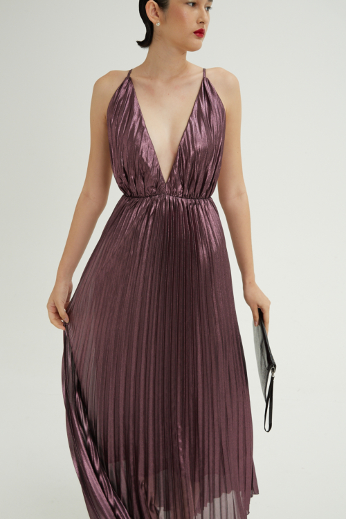 VESTIDO PLISADO ELLA METALIZADO