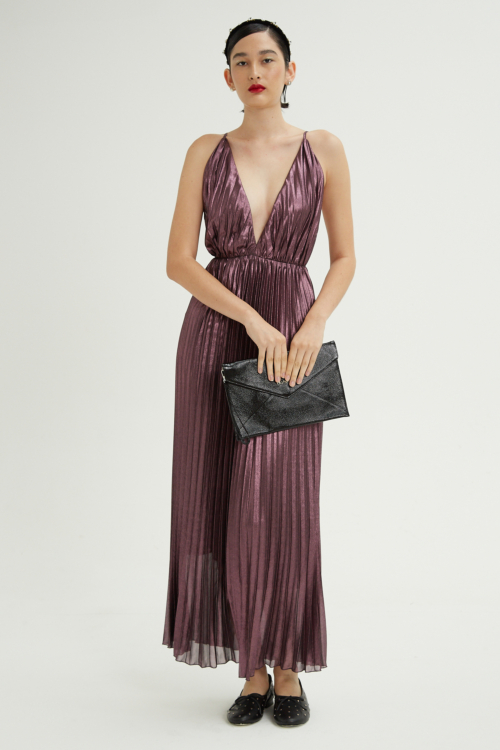 VESTIDO PLISADO ELLA METALIZADO